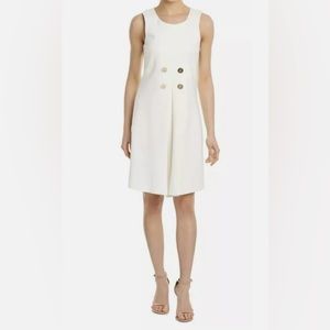 JB by Julie Brown White Shift Gold Button Dress Size S
